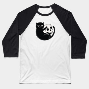 Cat and skull Baseball T-Shirt